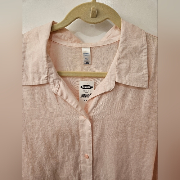 NWT - Linen Old Navy Pink Button Down Shirt - Size XXL - Picture 3 of 10